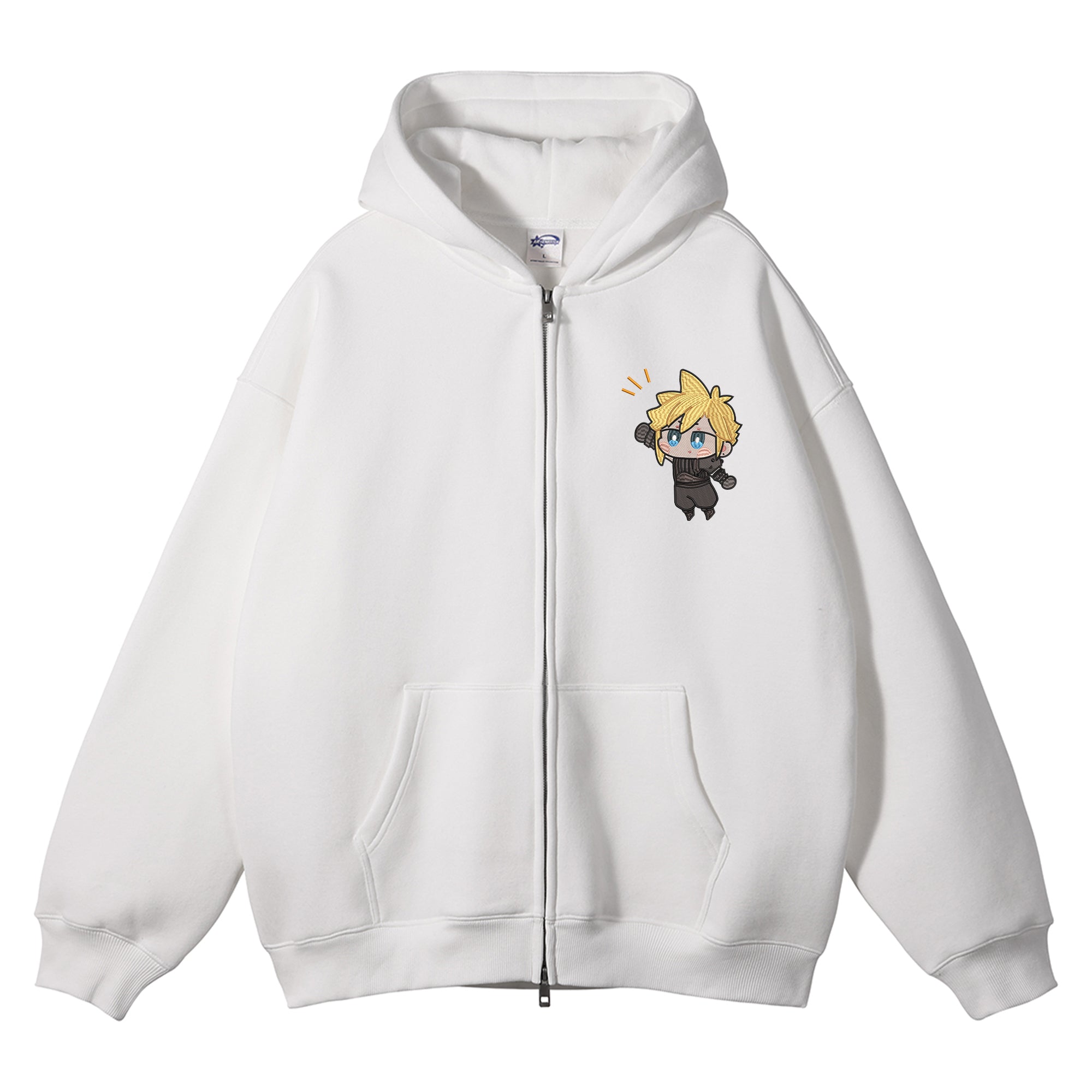 Cloud Strife Embroidered Zip-Up Hoodie