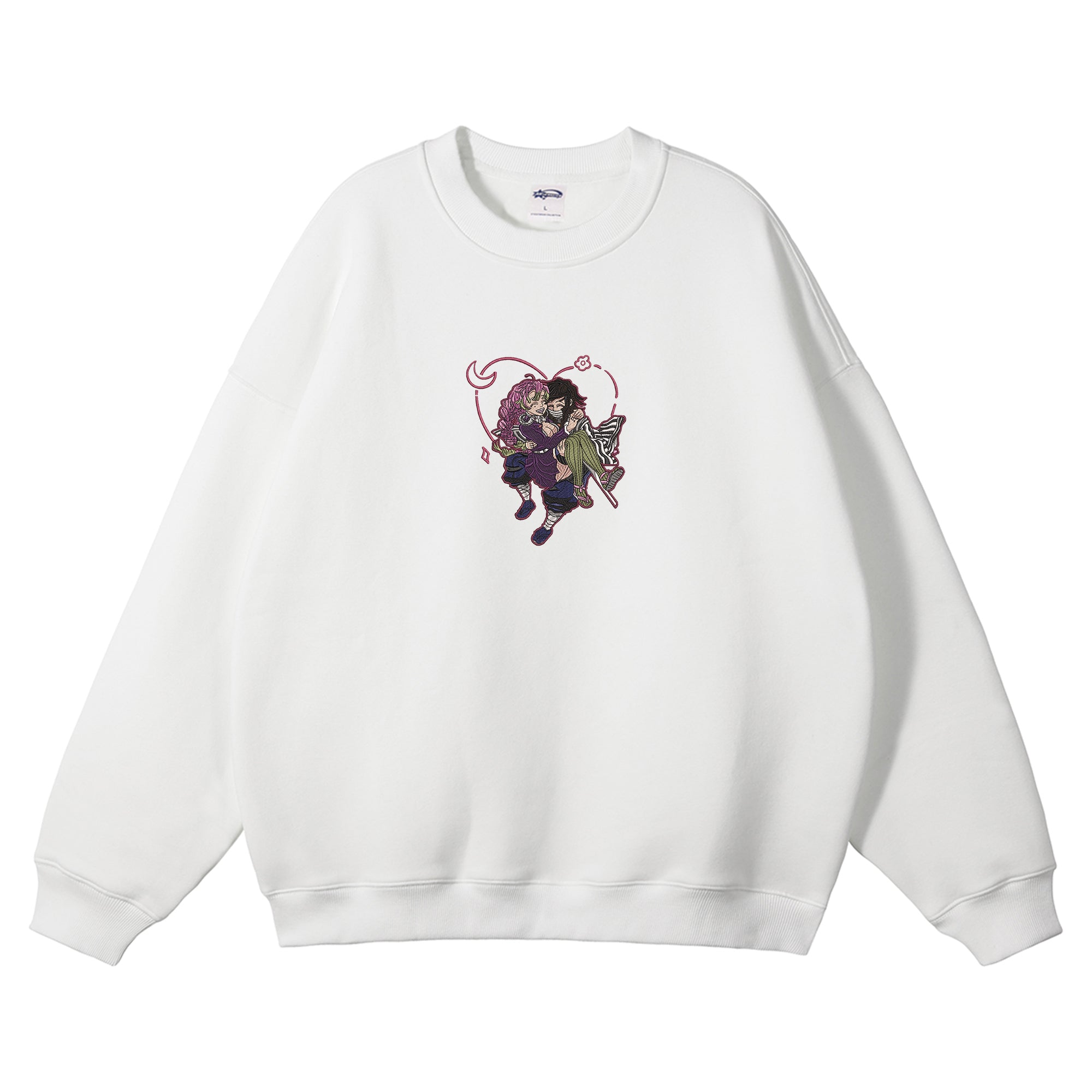 Iguro Obanai Kanroji Mitsuri Embroidered Crewneck Sweatshirt