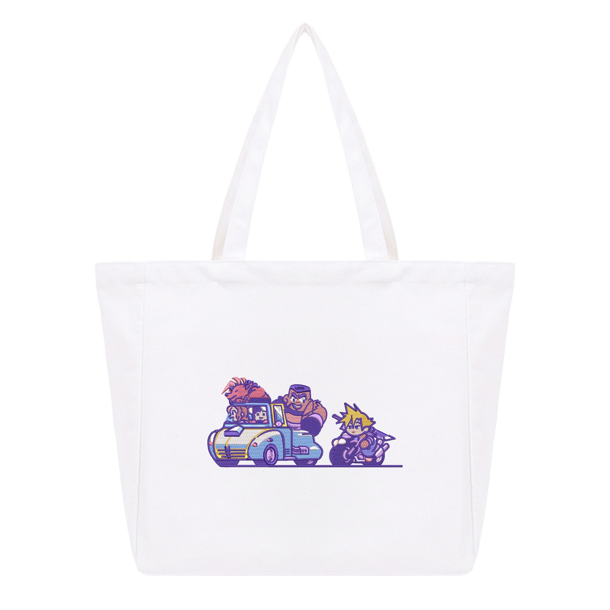 Cloud Tifa Aerith Barret Red XIII Embroidery Cotton Tote Bag