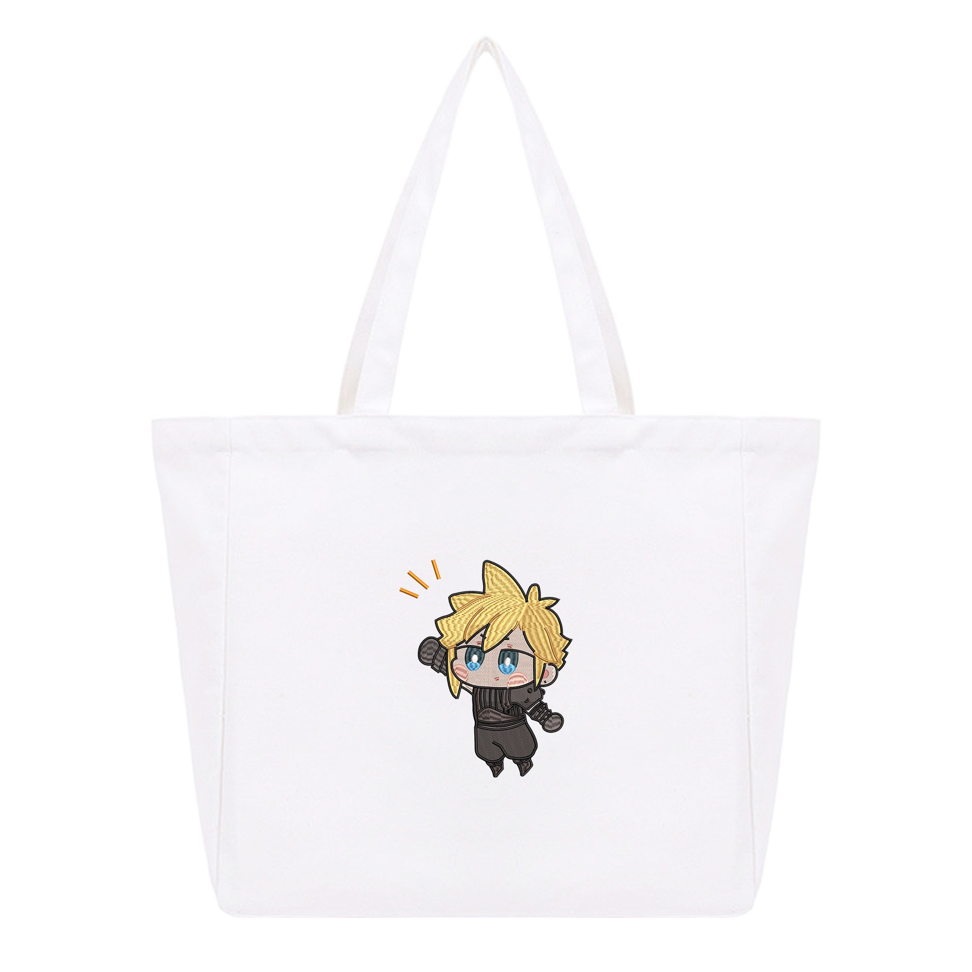Cloud Strife Embroidery Cotton Tote Bag
