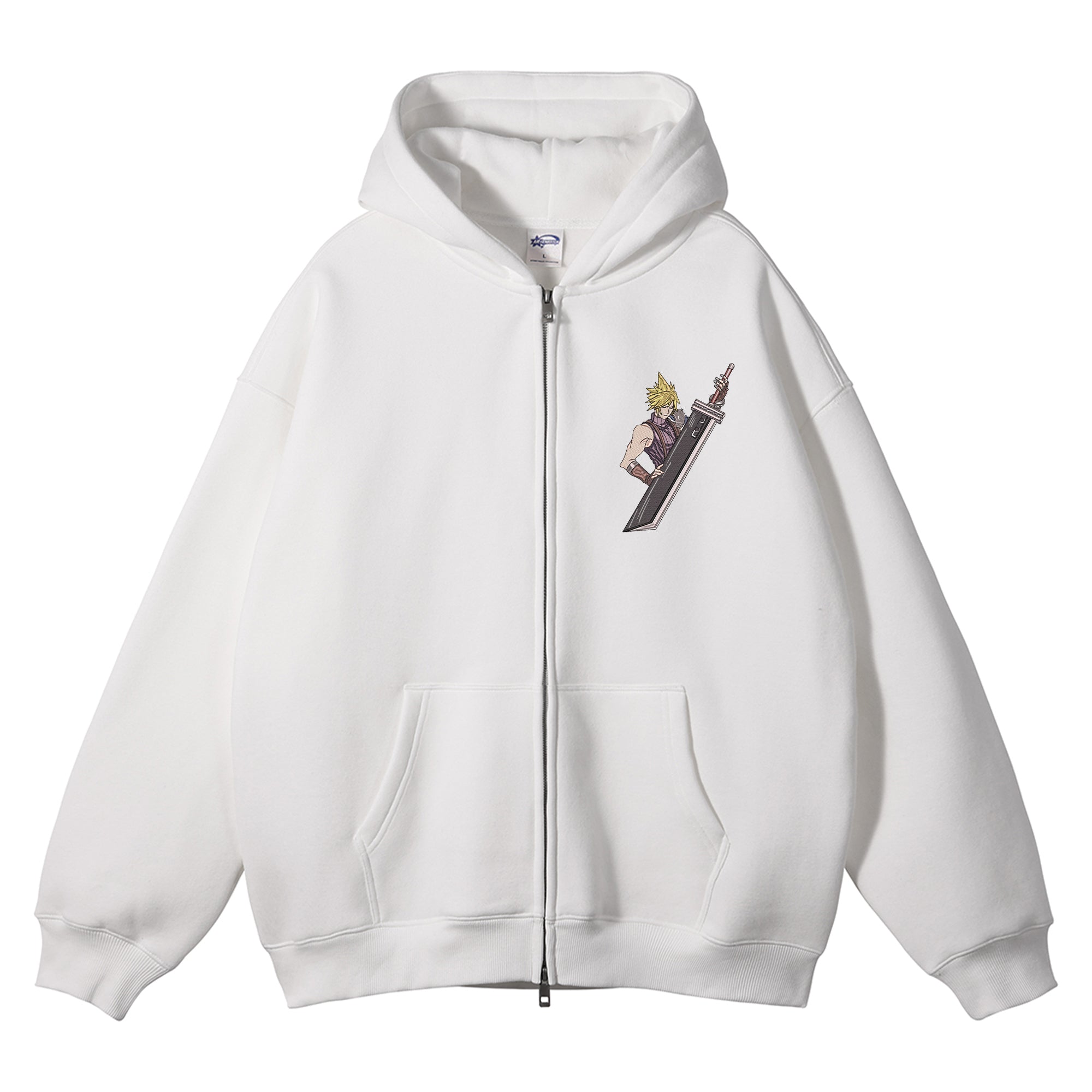 Cloud Strife Embroidered Zip-Up Hoodie