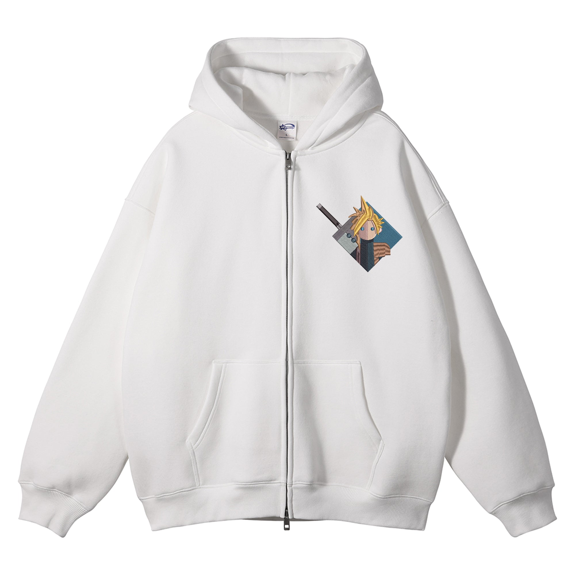 Cloud Strife Embroidered Zip-Up Hoodie