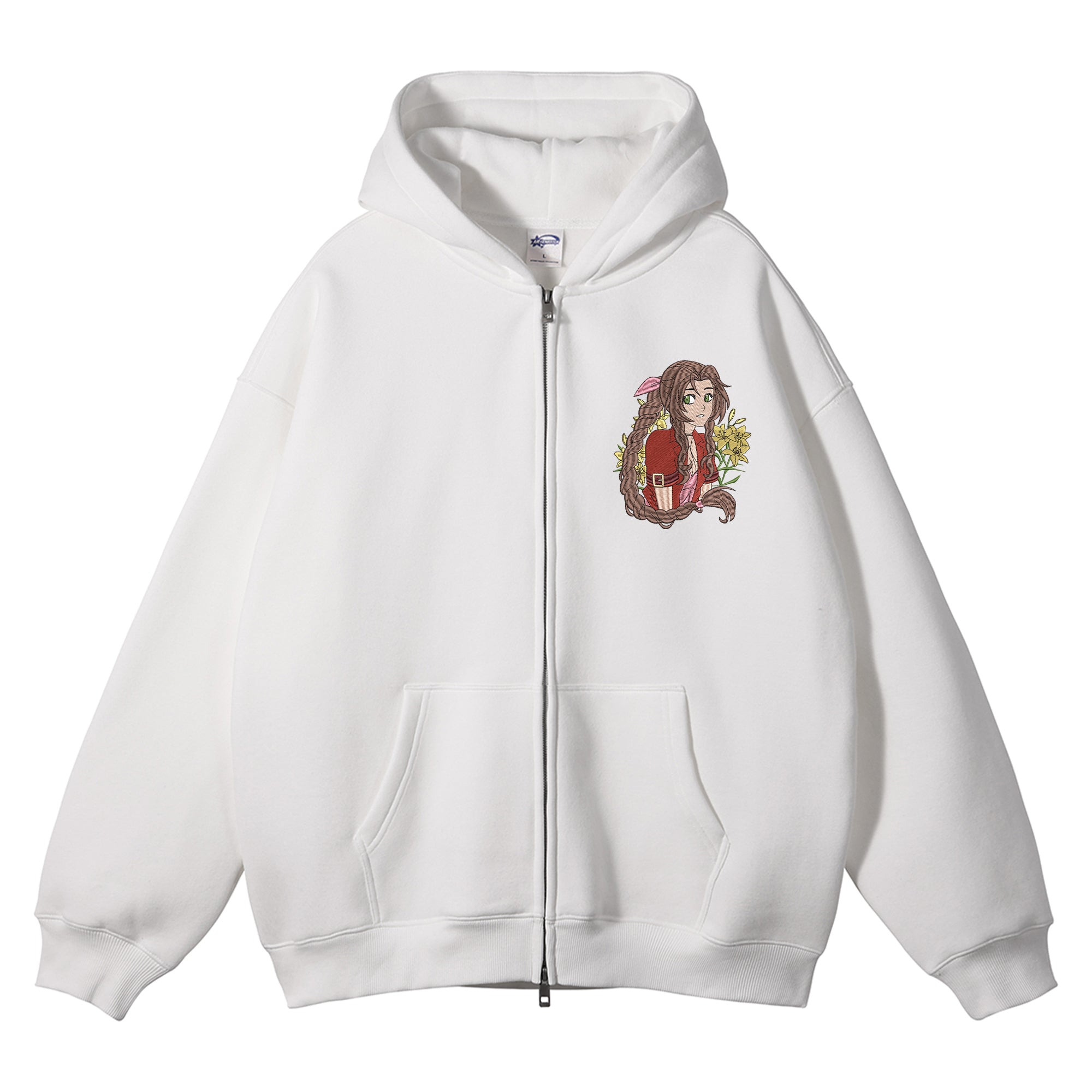 Aerith Gainsborough Embroidered Zip-Up Hoodie