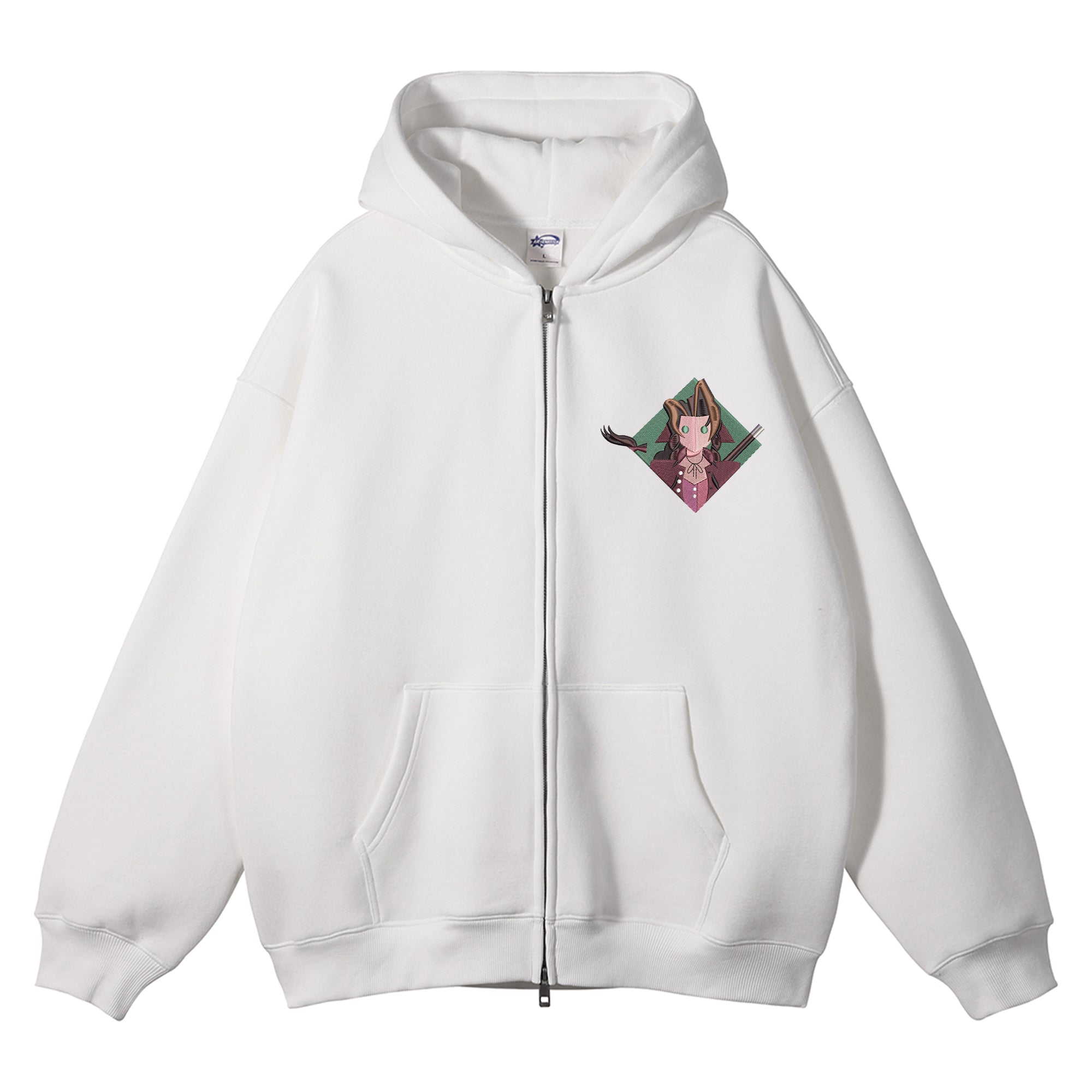 Aerith Gainsborough Embroidered Zip-Up Hoodie