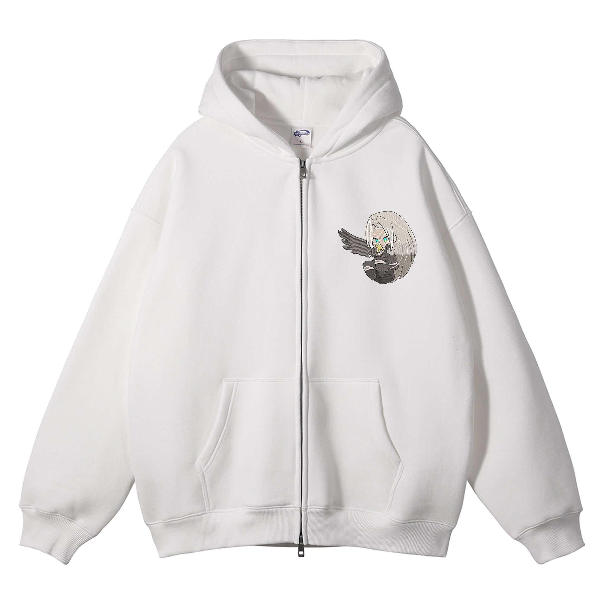 Cloud Sephiroth Embroidered Zip-Up Hoodie