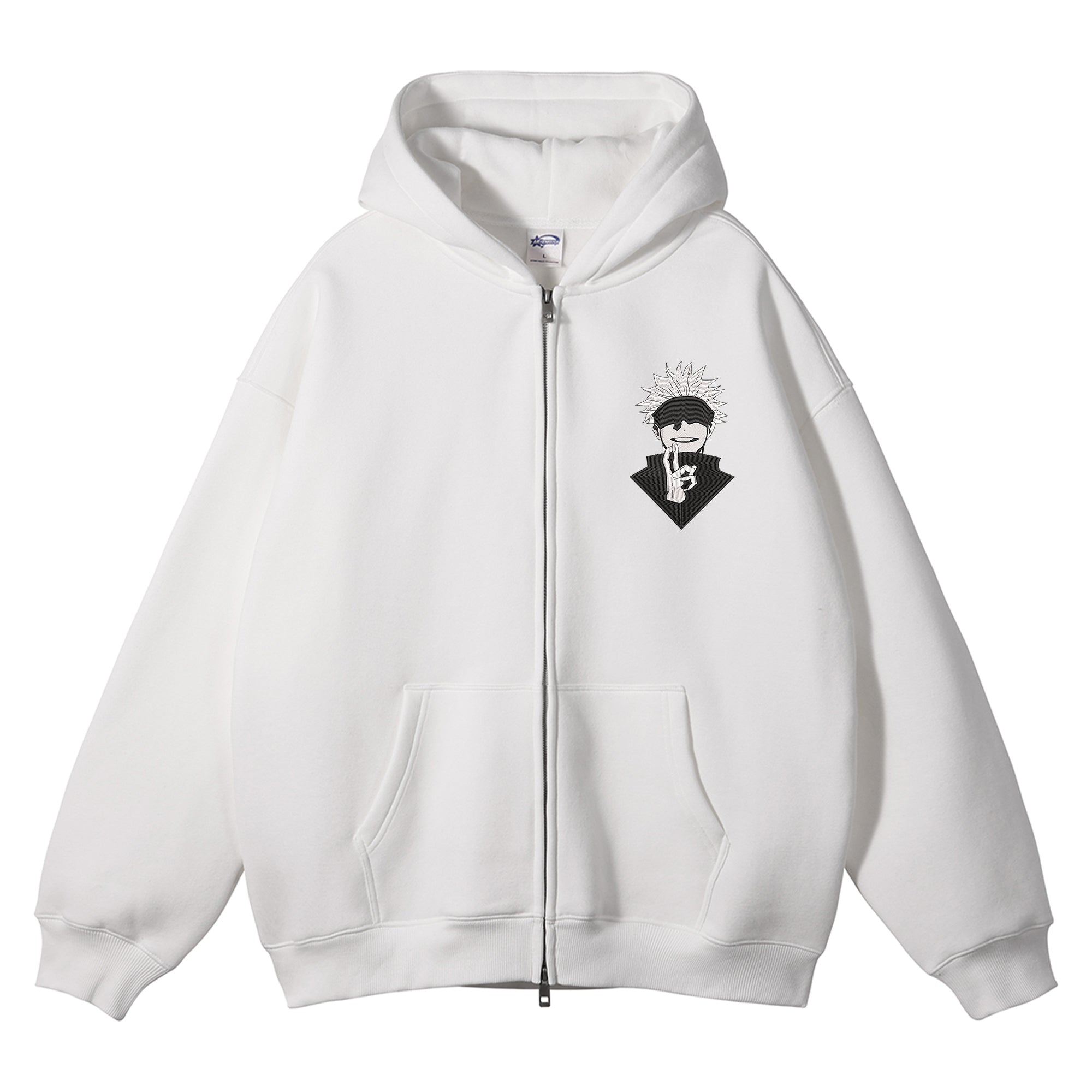 Gojo Satoru Embroidered Zip-Up Hoodie