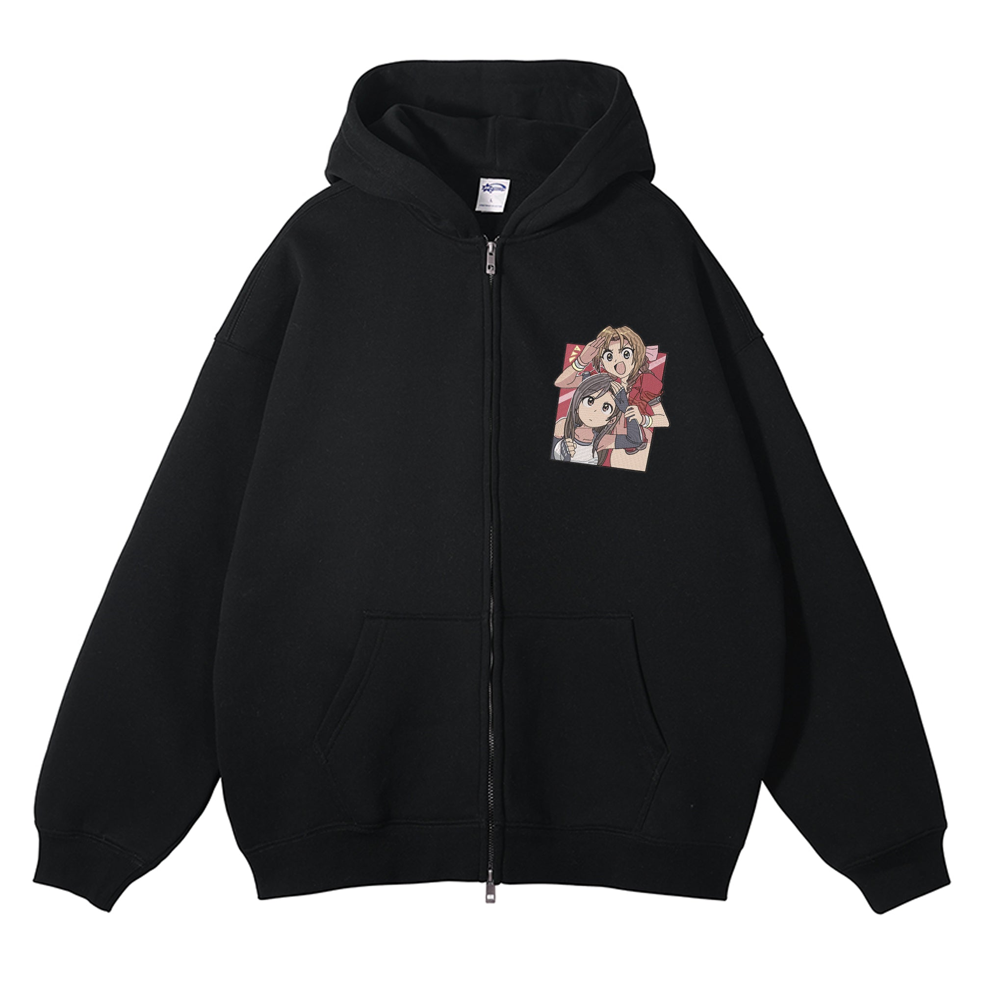 Aerith Tifa Embroidered Zip-Up Hoodie