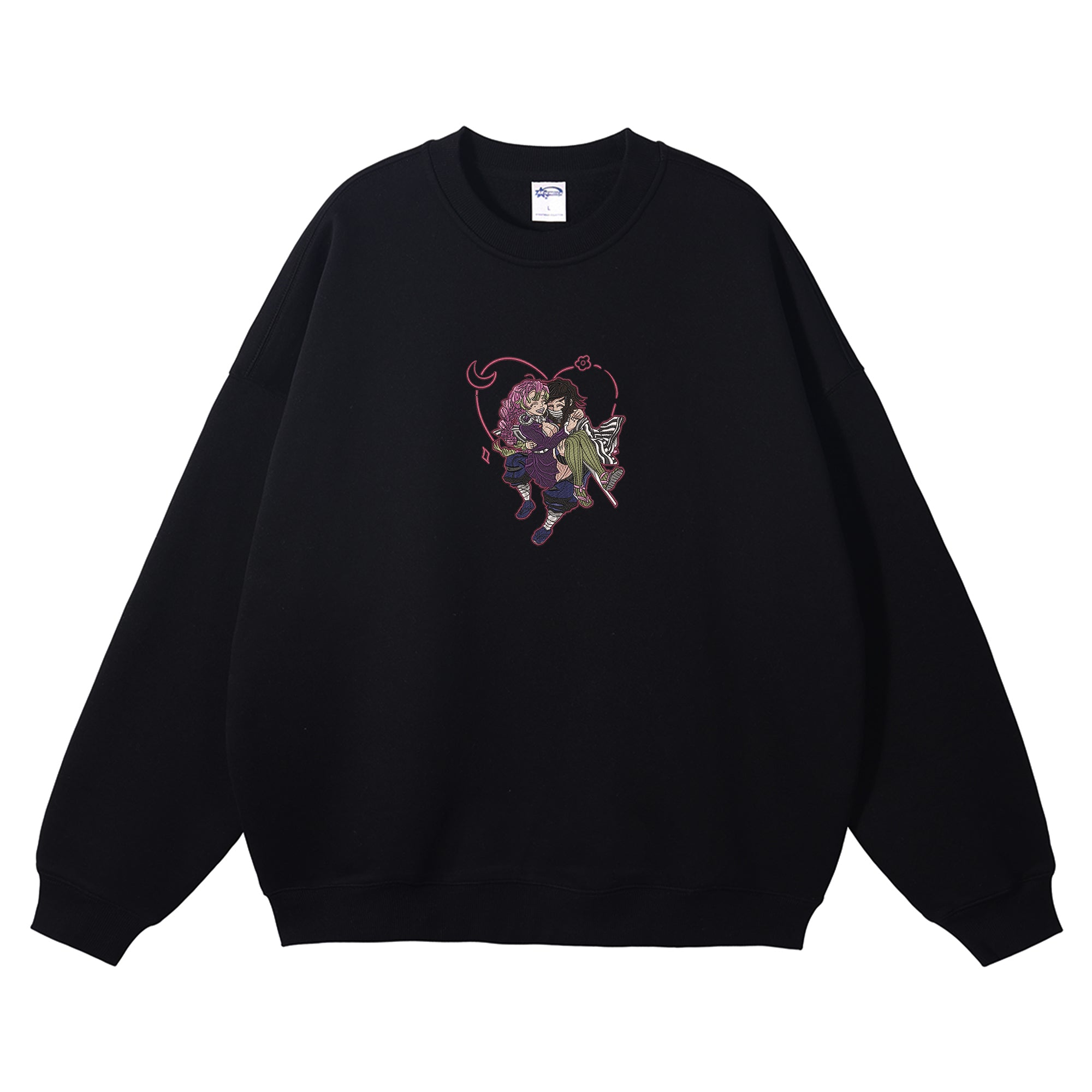 Iguro Obanai Kanroji Mitsuri Embroidered Crewneck Sweatshirt