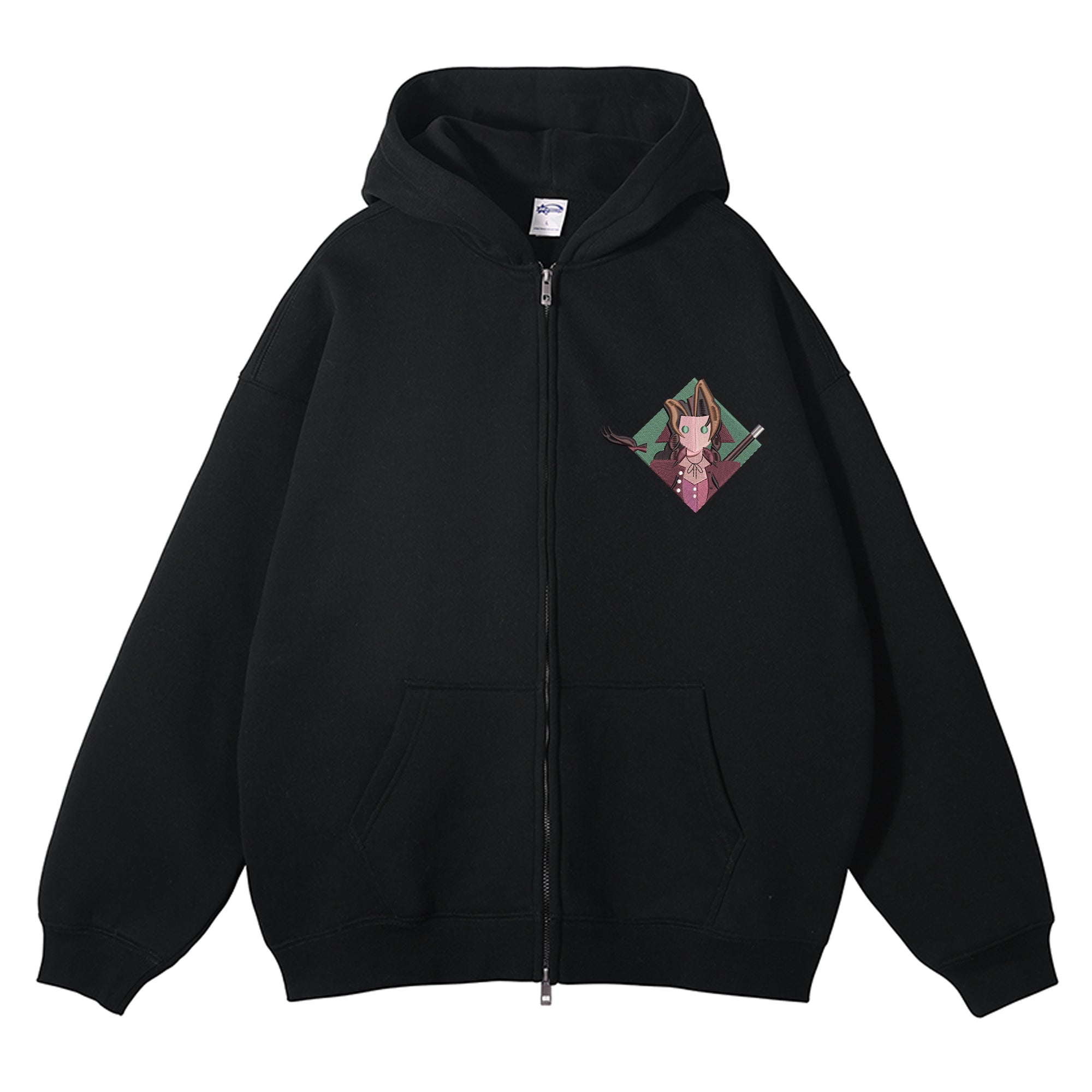 Aerith Gainsborough Embroidered Zip-Up Hoodie
