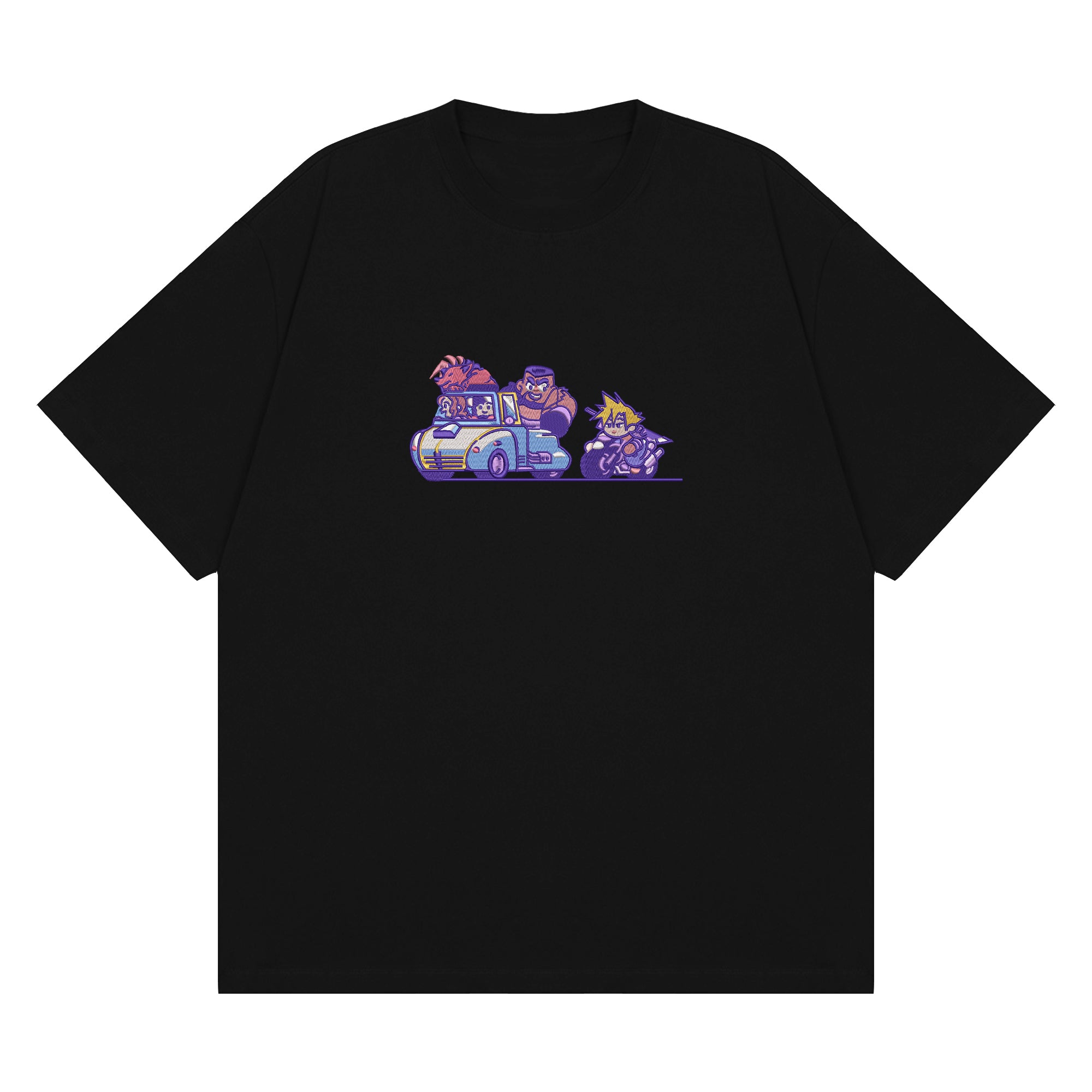 Cloud Tifa Aerith Barret Red XIII Embroidered T-Shirt