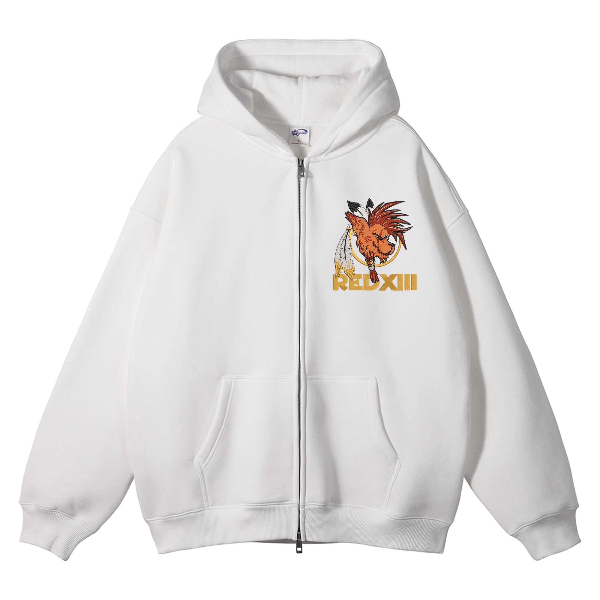 Red XIII Embroidered Zip-Up Hoodie