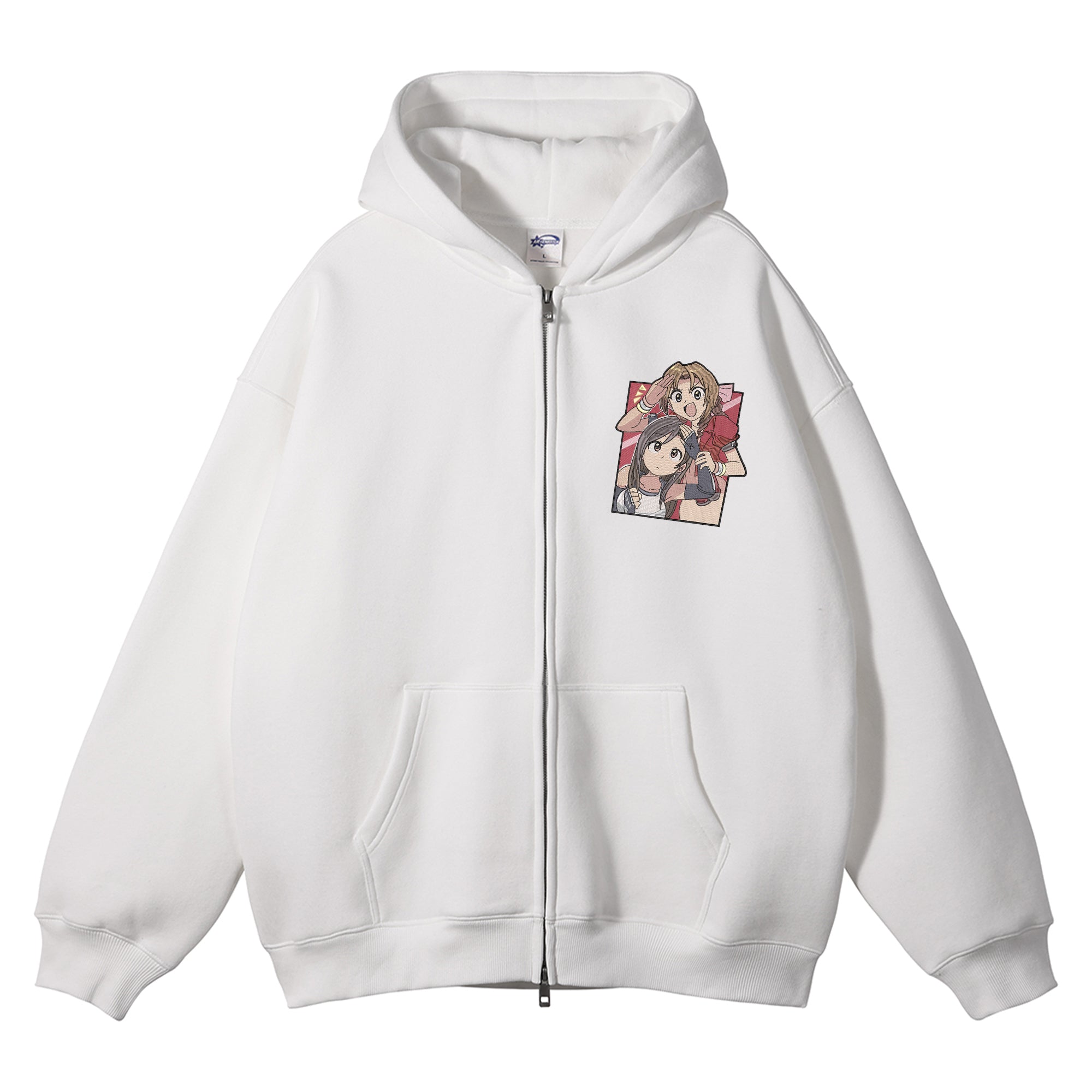 Aerith Tifa Embroidered Zip-Up Hoodie