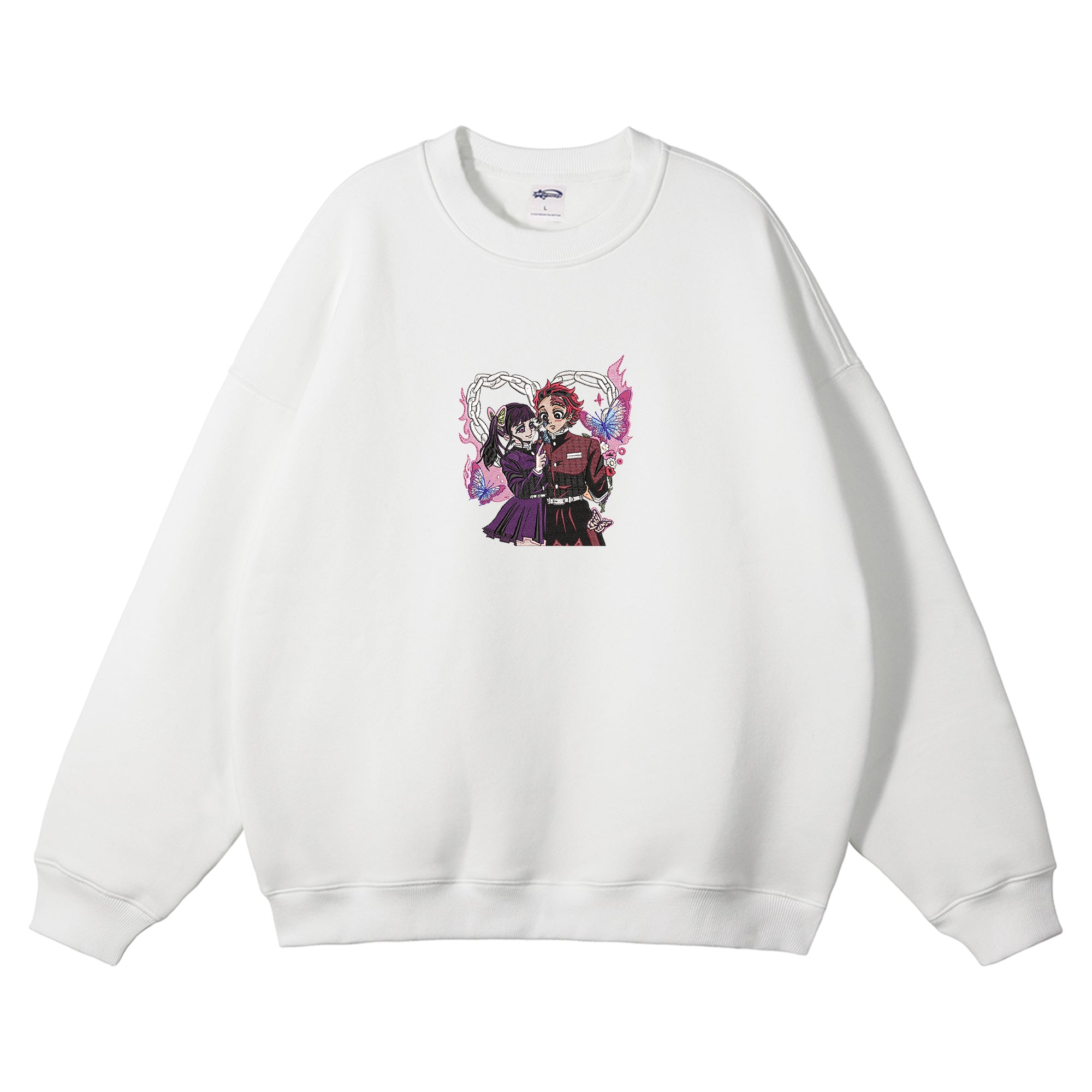 Kamado Tanjirou Tsuyuri Kanao Embroidered Crewneck Sweatshirt