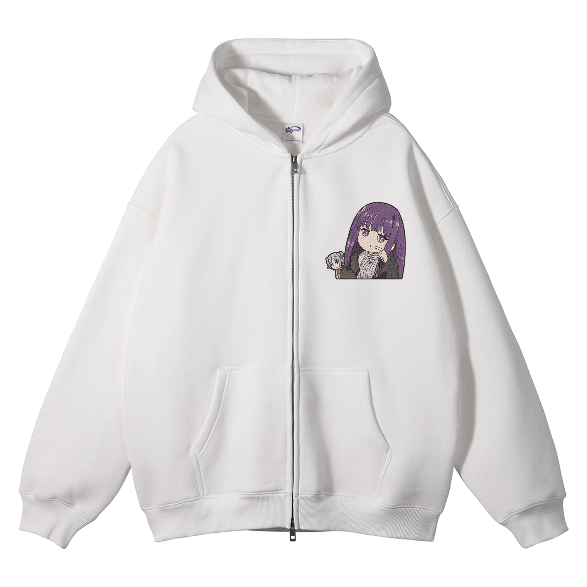 Fren Frieren Embroidered Zip-Up Hoodie