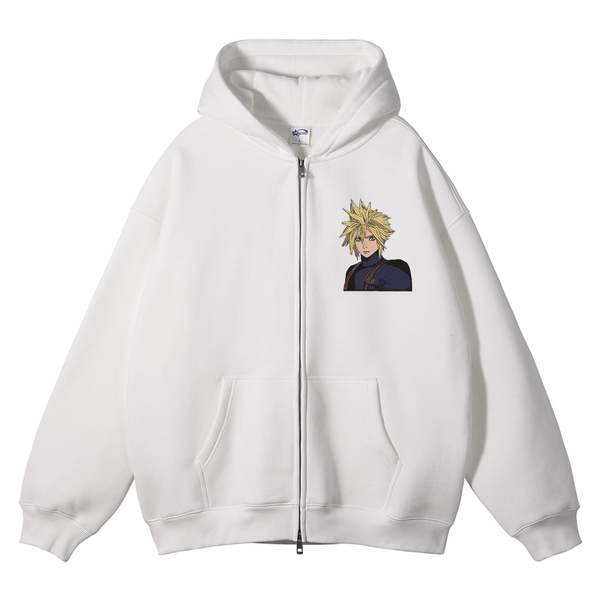 Cloud Strife Embroidered Zip-Up Hoodie