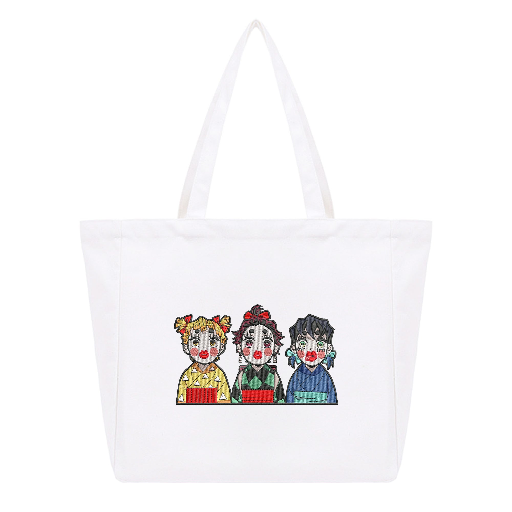 Tanjirou Zenitsu Inosuke Embroidery Cotton Tote Bag