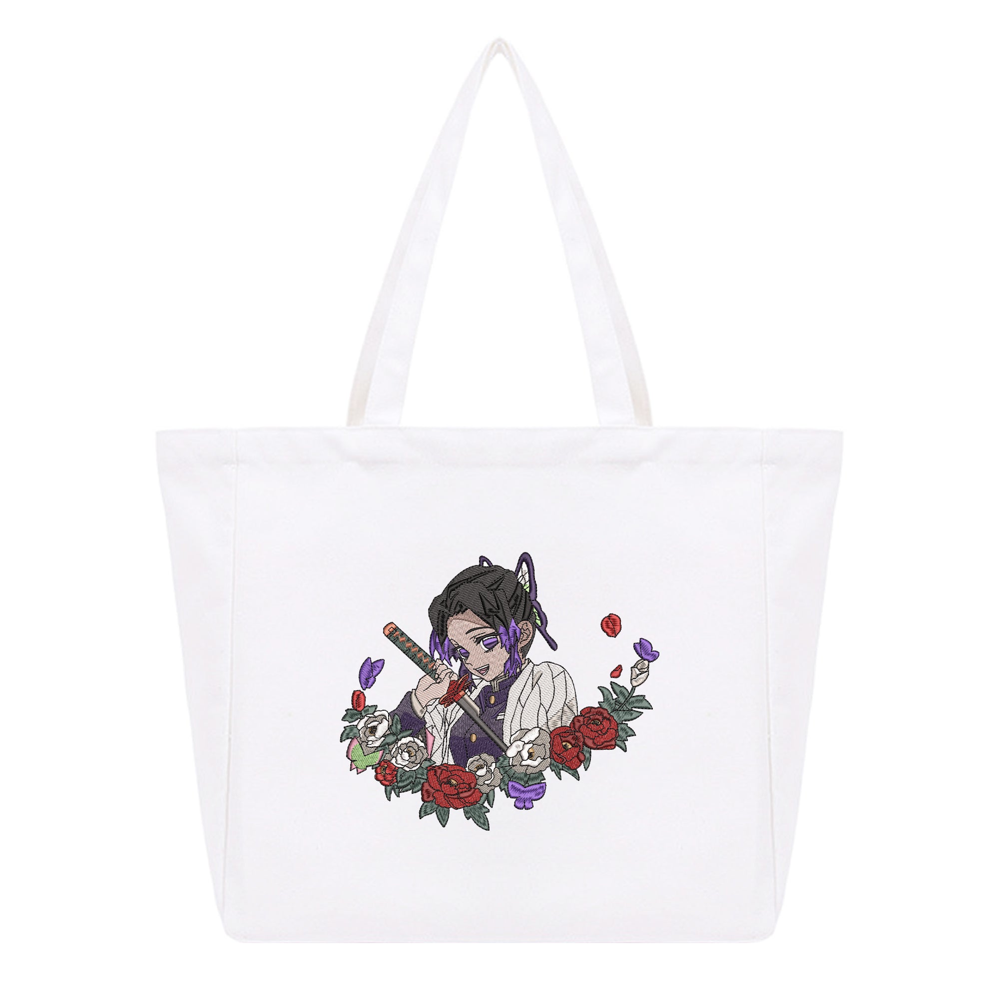 Kochou Shinobu Embroidery Cotton Tote Bag