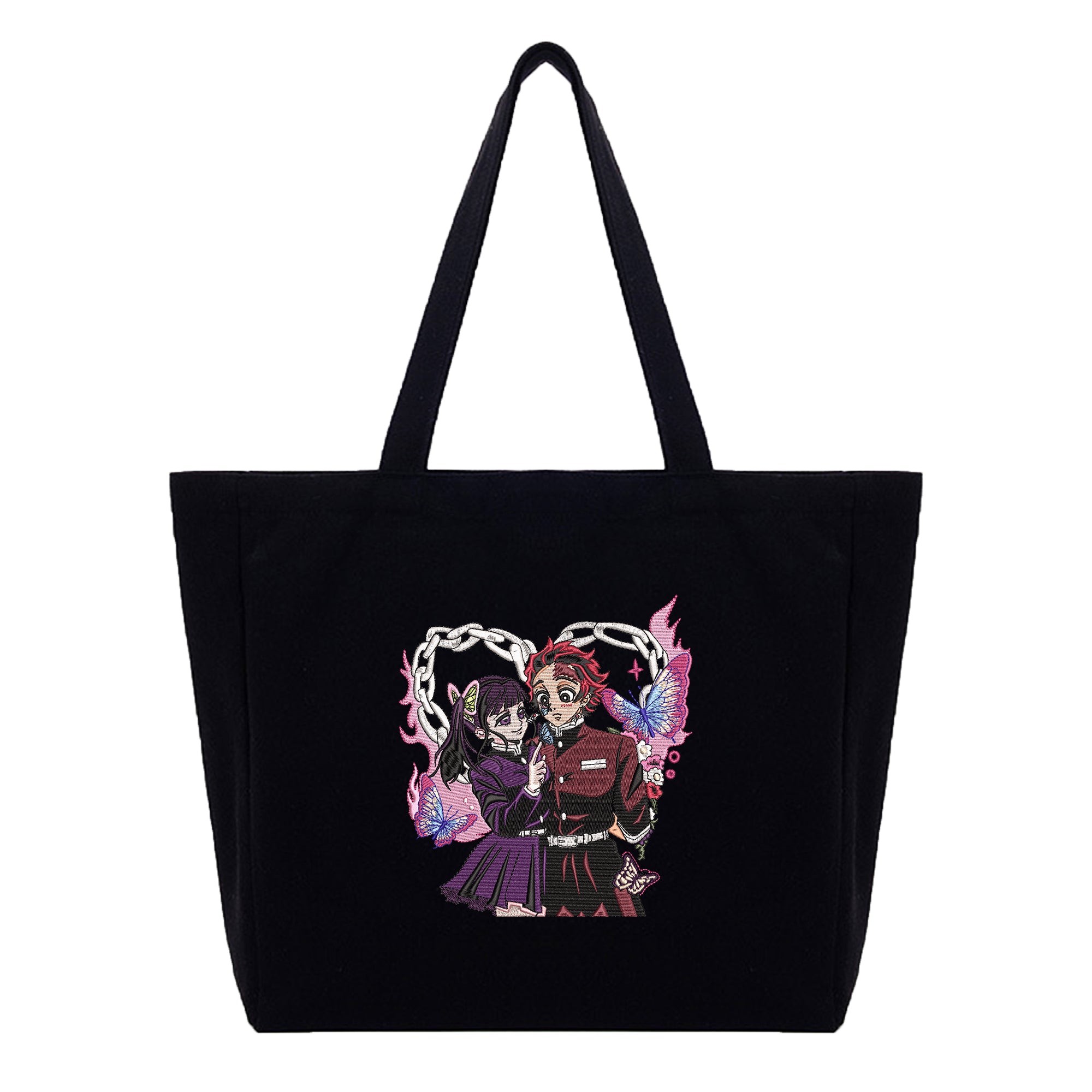 Kamado Tanjirou Tsuyuri Kanao Embroidery Cotton Tote Bag