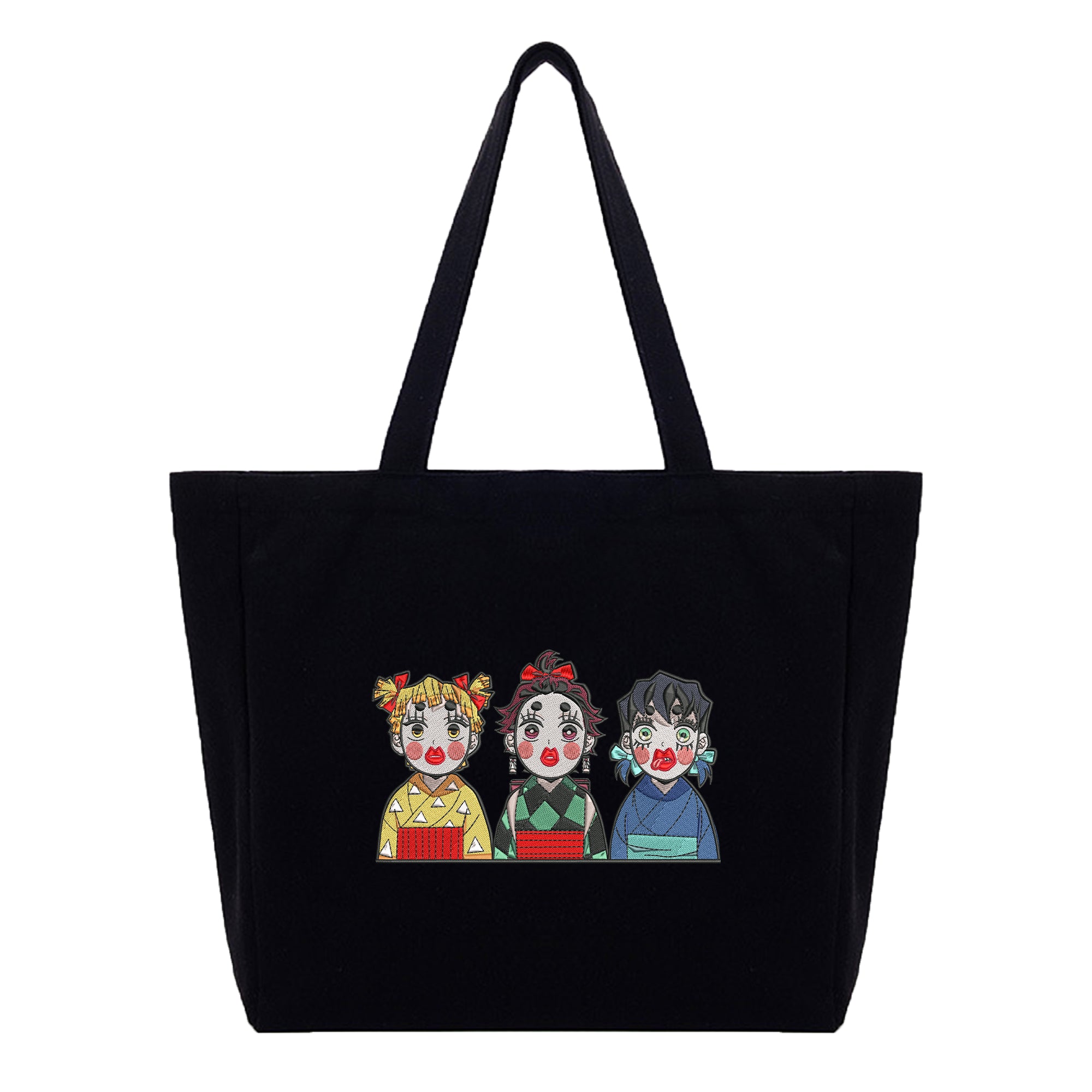 Tanjirou Zenitsu Inosuke Embroidery Cotton Tote Bag