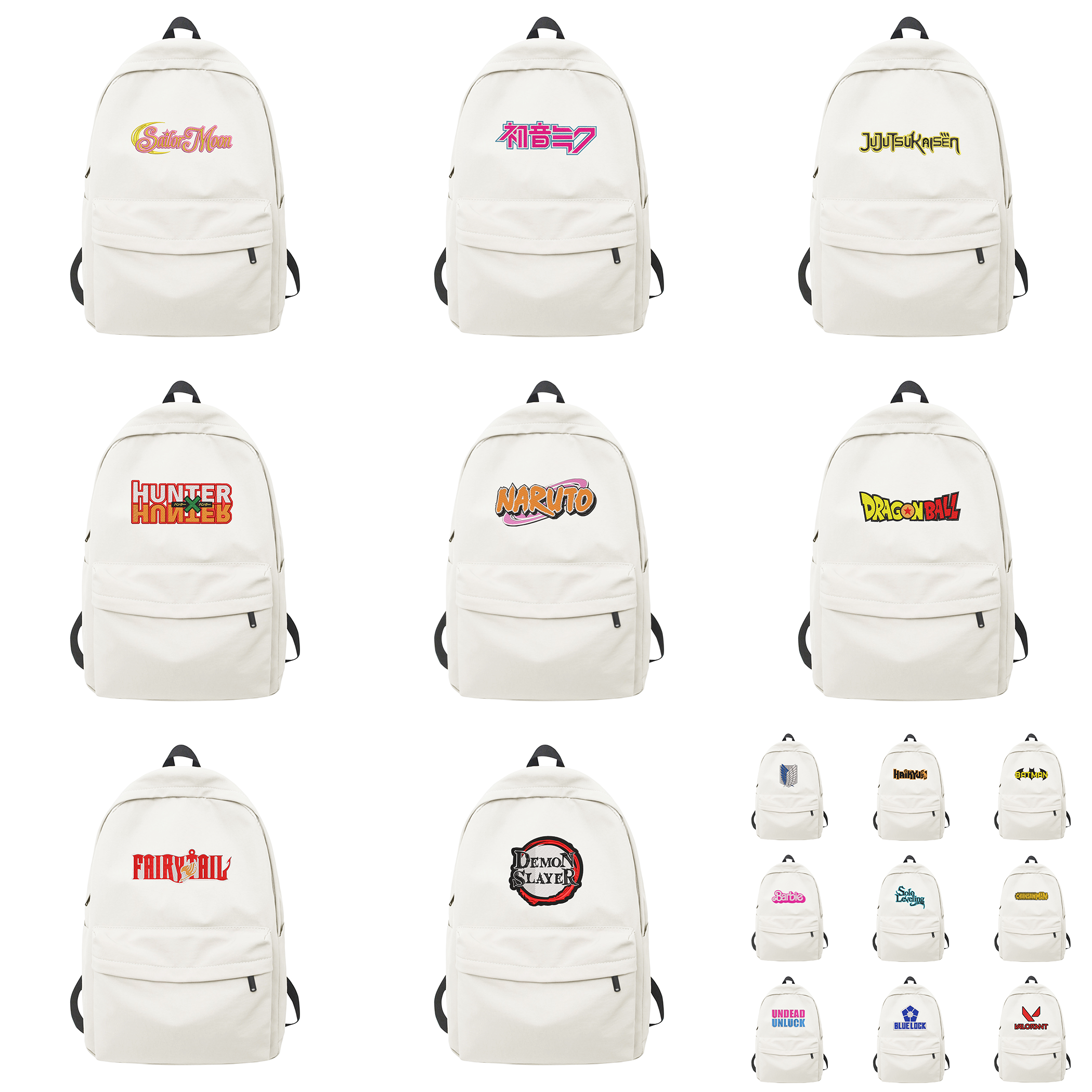 Personalized Anime Font Embroidered Backpack