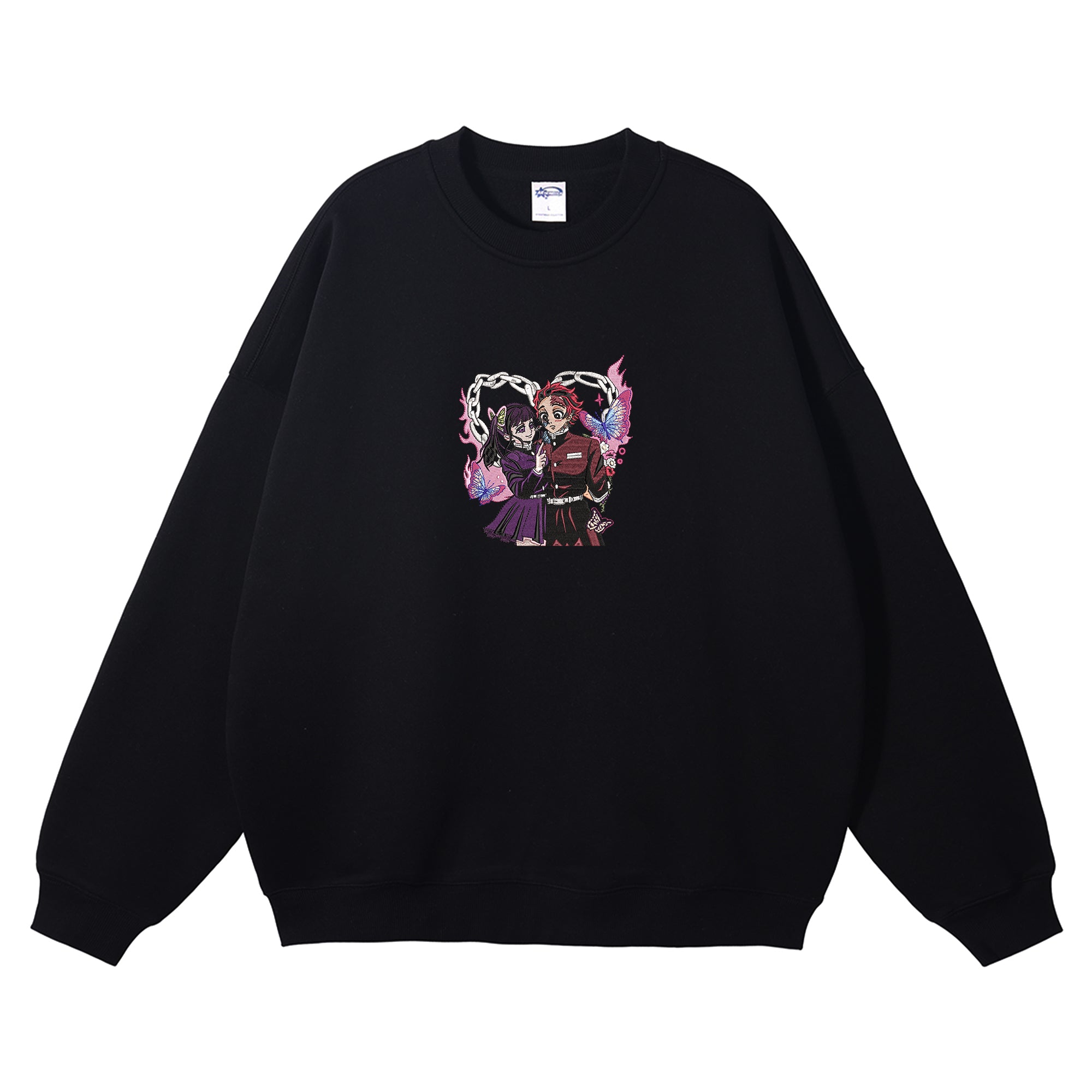 Kamado Tanjirou Tsuyuri Kanao Embroidered Crewneck Sweatshirt