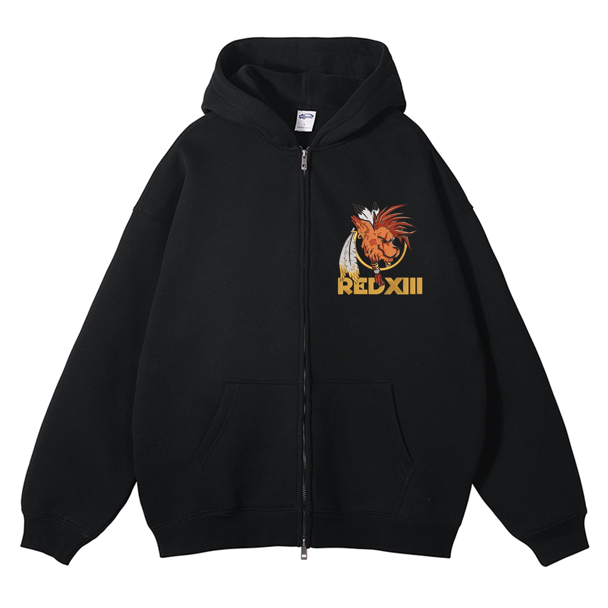 Red XIII Embroidered Zip-Up Hoodie