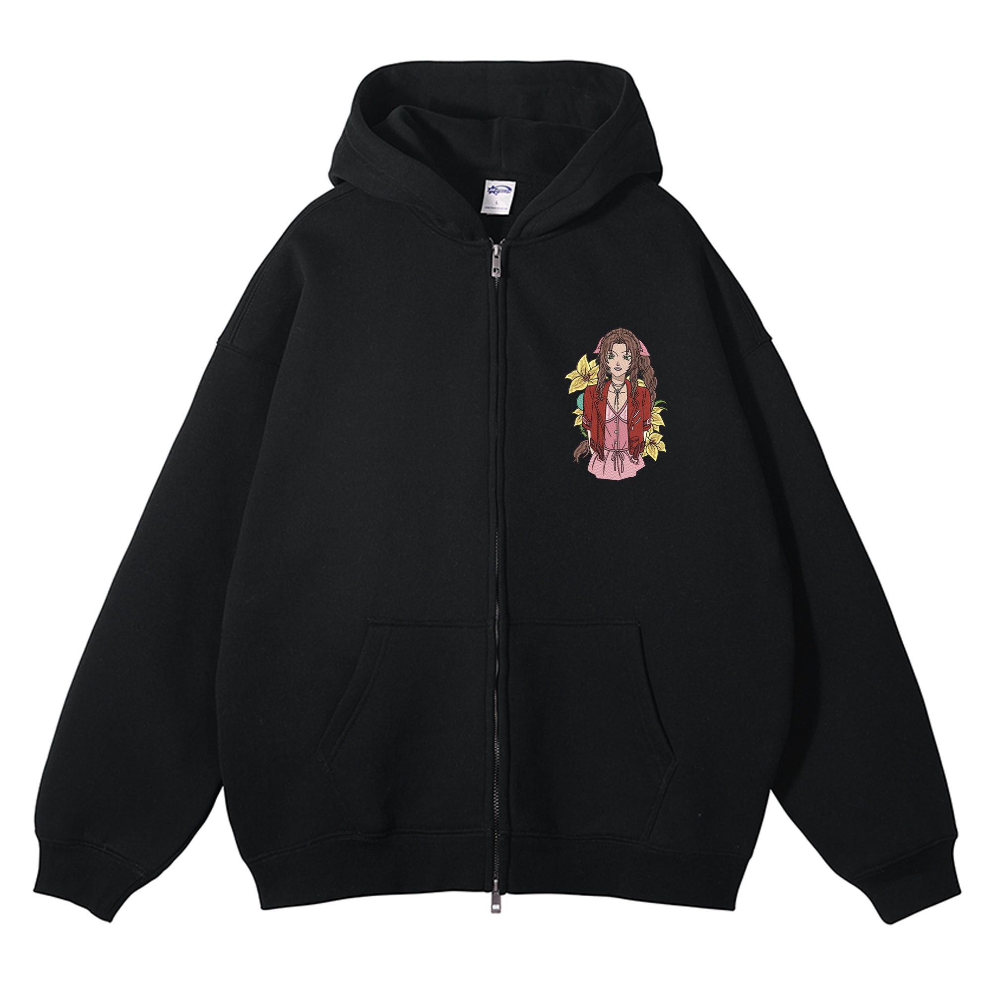 Aerith Gainsborough Embroidered Zip-Up Hoodie