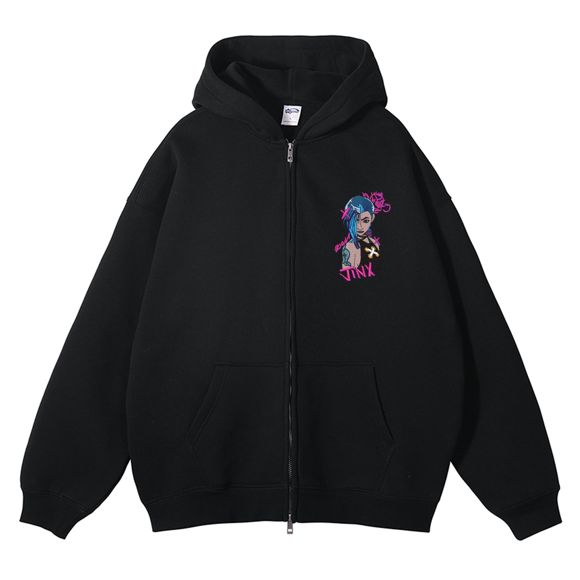 Jinx Embroidered Zip-Up Hoodie