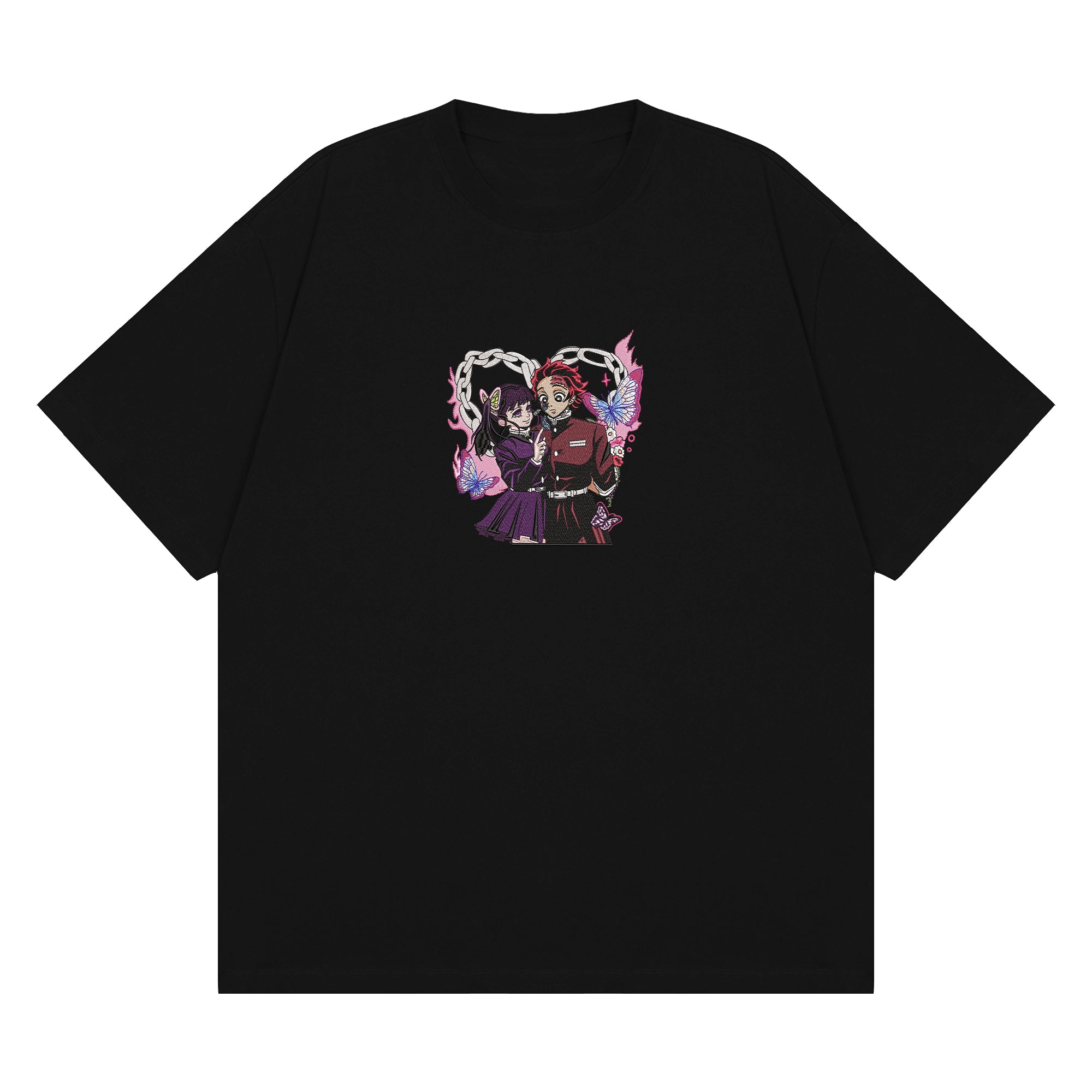 Kamado Tanjirou Tsuyuri Kanao Embroidered T-Shirt