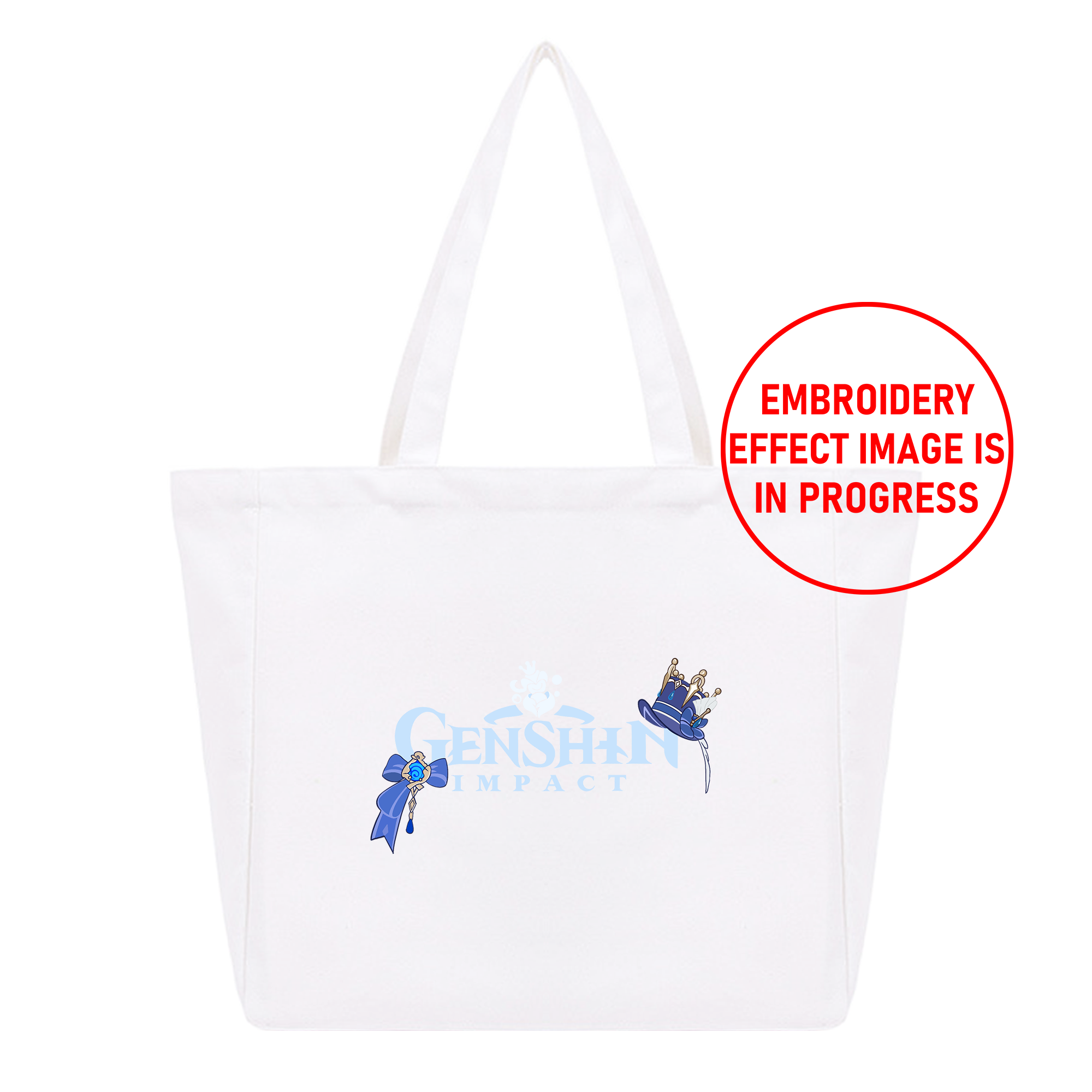 Personalized Anime Font Embroidered Cotton Tote Bag